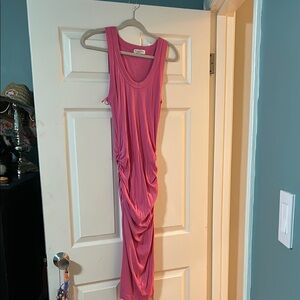 Michael Stars Pink Ruched Maxi Dress